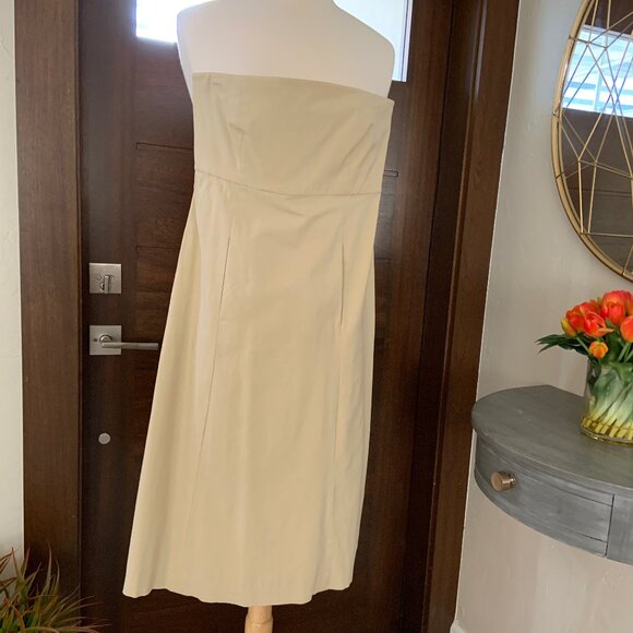 Ralph Lauren Tan Strapless A-Line Cotton Blend Dress | Sz 6 (Runs Small) - Picture 1 of 4